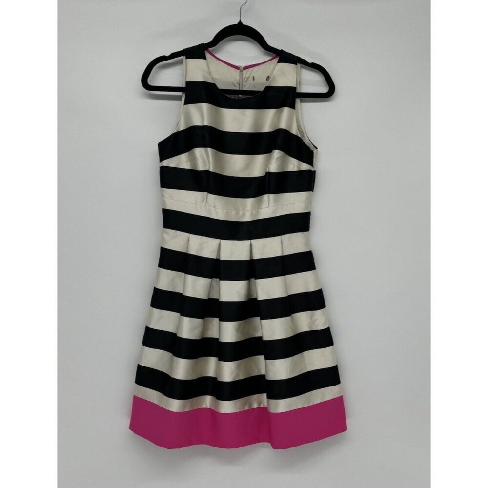 Eliza J Dress Womens Size 8 Stripe Fit & Flare Party Pleated French Travel Dress
